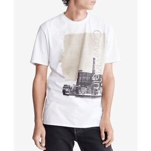 Calvin Klein Men's Short-Sleeve Brooklyn Paint Logo-Graphic T-Shirt - White XS